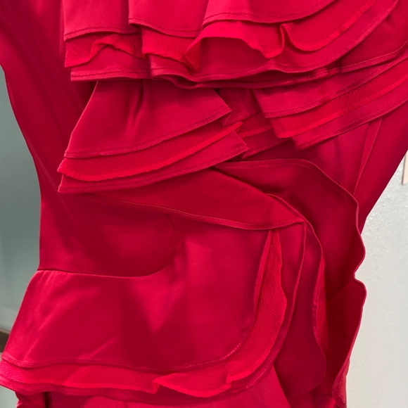 BCBGMaxAzria "Jonesy" One-shoulder Ruffled Mini Dress - Ruby Red Size 4 - Picture 11 of 16